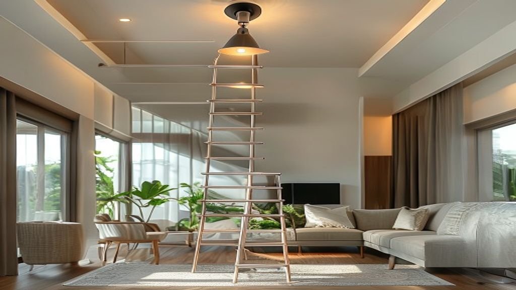 Tangga teleskopik aluminium ringan dan kuat, ideal untuk pekerjaan rumah dan proyek profesional
