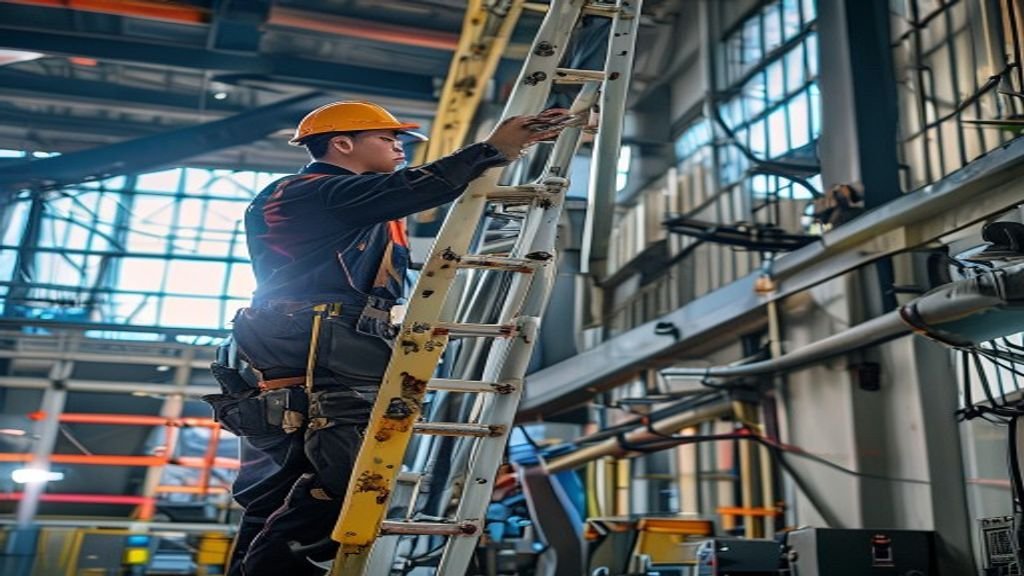 Tangga teleskopik Dalton 5.6 m dengan rangka kuat, ideal untuk akses tinggi di rumah atau proyek konstruksi.