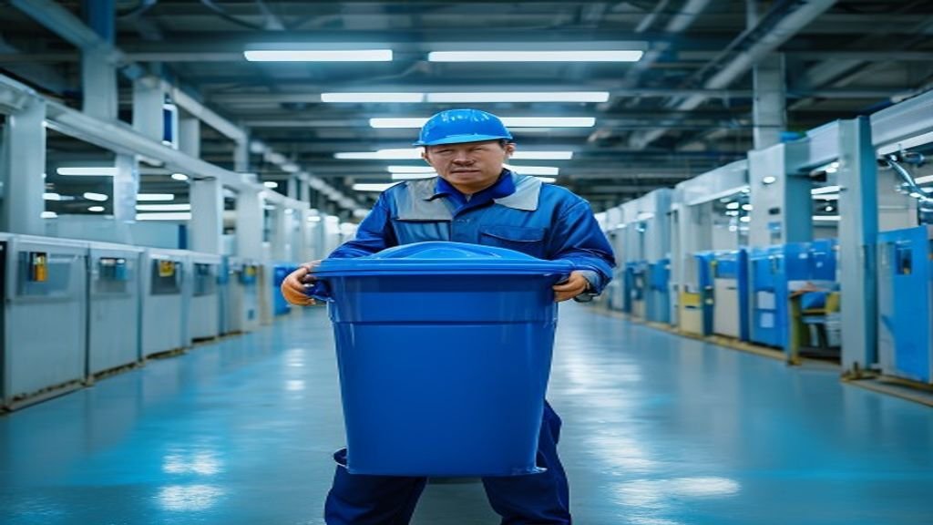 Tempat sampah HDPE di pabrik meningkatkan kebersihan, mengurangi korosi, dan memudahkan daur ulang limbah