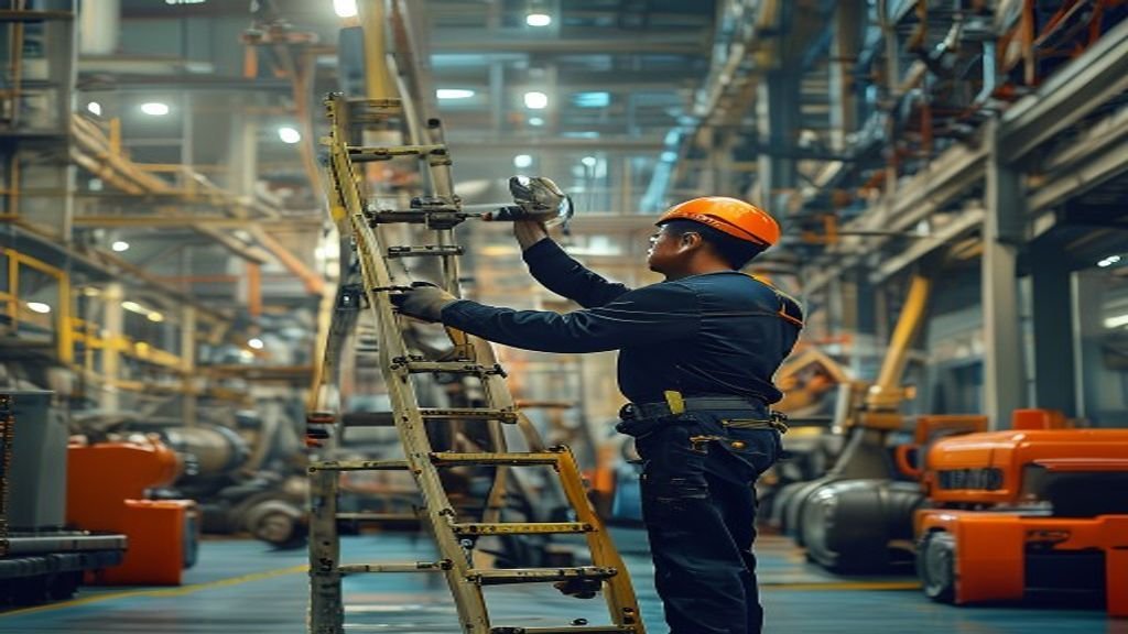 Tangga teleskopik Dalton 7 meter, bahan aluminium ringan, cocok untuk pekerjaan tinggi